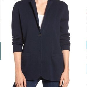 J. CREW Navy Blue Merino Wool Sweater Blazer Size 6
